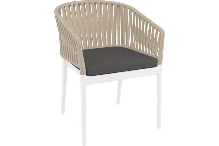 Кресло пластиковое с подушкой Portofino Siesta Contract белый, бежевый, темно-серый