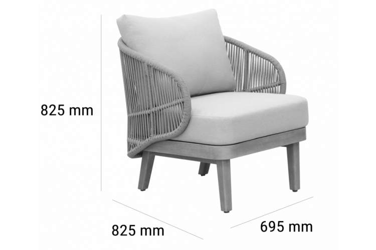 Кресло лаунж плетеное с подушками Mali Tagliamento натуральный-1