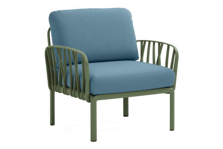 Кресло пластиковое с подушками Komodo Poltrona Nardi агава, синий