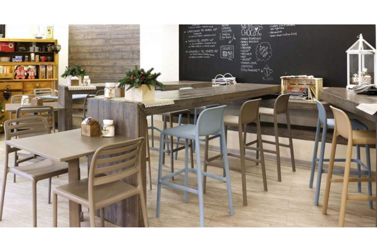 Стул пластиковый полубарный Faro Mini Nardi тортора-6