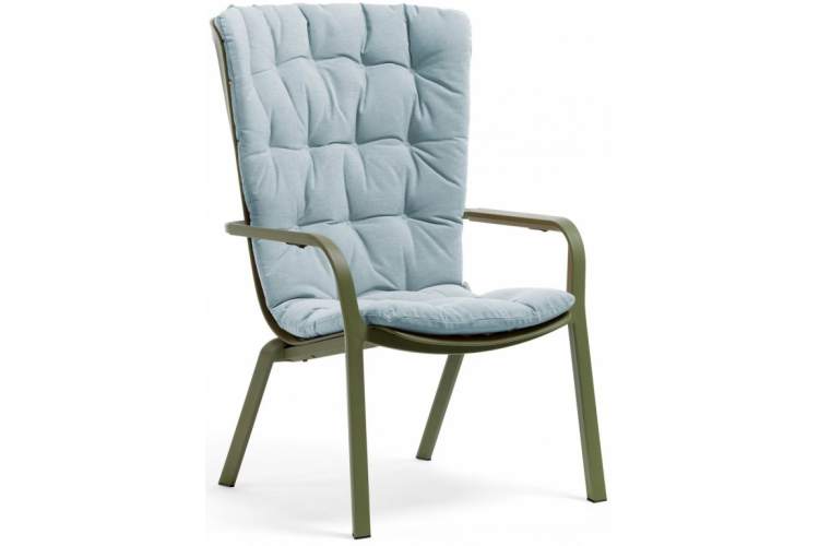 Лаунж-кресло пластиковое с подушкой Folio Nardi агава, голубой