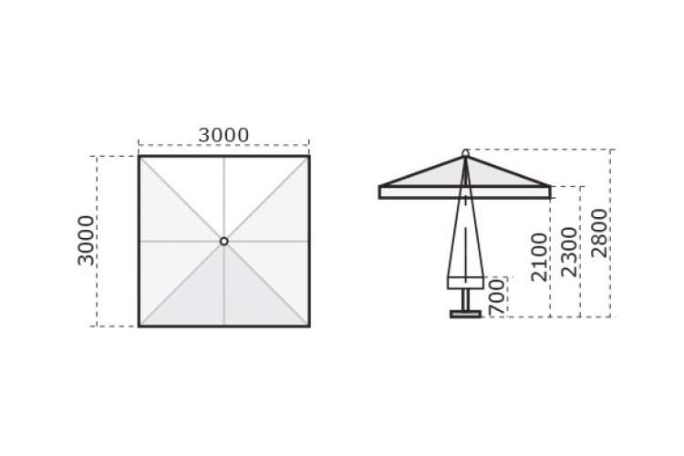 Зонт профессиональный 3х3 м Palladio Standard Scolaro натуральный, слоновая кость-1