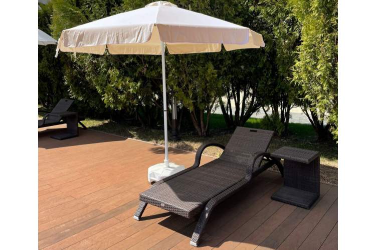 Зонт пляжный профессиональный Ø2.5 м Kiwi Clips THEUMBRELA SEMSIYE EVI белый, бежевый