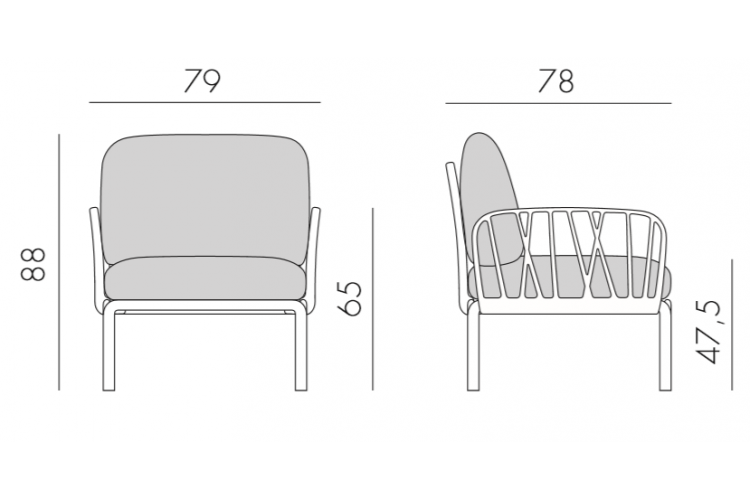 Кресло пластиковое с подушками Komodo Poltrona Nardi агава, панама-1