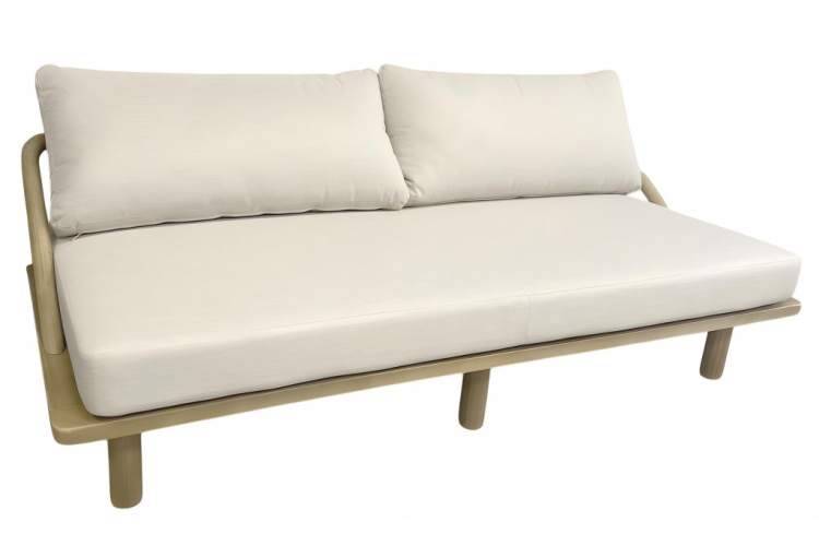 Диван деревянный трехместный с подушками Denmark Tagliamento натуральный, льняной бежевый-2