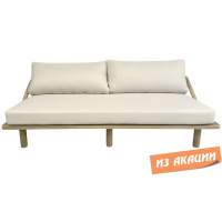 Диван деревянный трехместный с подушками Denmark Tagliamento натуральный, льняной бежевый