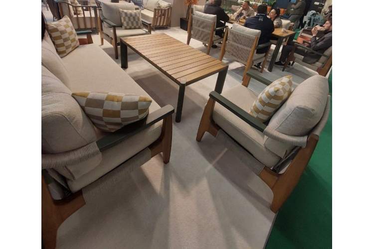 Комплект лаунж мебели Elif Bomonti темно-зеленый, натуральный, кремовый-7