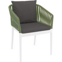 Кресло пластиковое с подушками Portofino Siesta Contract белый, оливковый, темно-серый