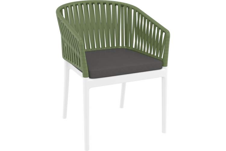 Кресло пластиковое с подушками Portofino Siesta Contract белый, оливковый, темно-серый-8