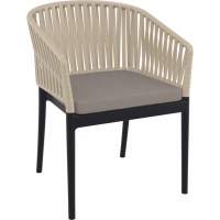 Кресло пластиковое с подушкой Portofino Siesta Contract черный, бежевый, светло-коричневый