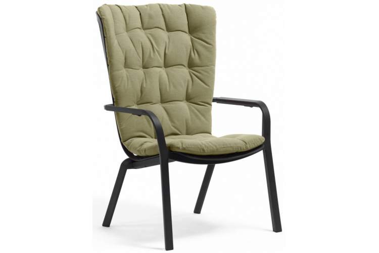 Лаунж-кресло пластиковое с подушкой Folio Nardi антрацит, зеленый