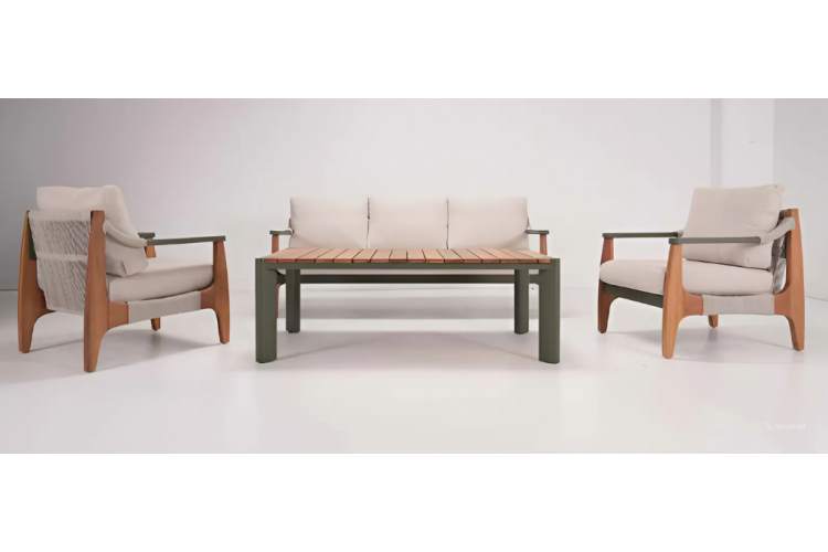 Комплект лаунж мебели Elif Bomonti темно-зеленый, натуральный, кремовый-5
