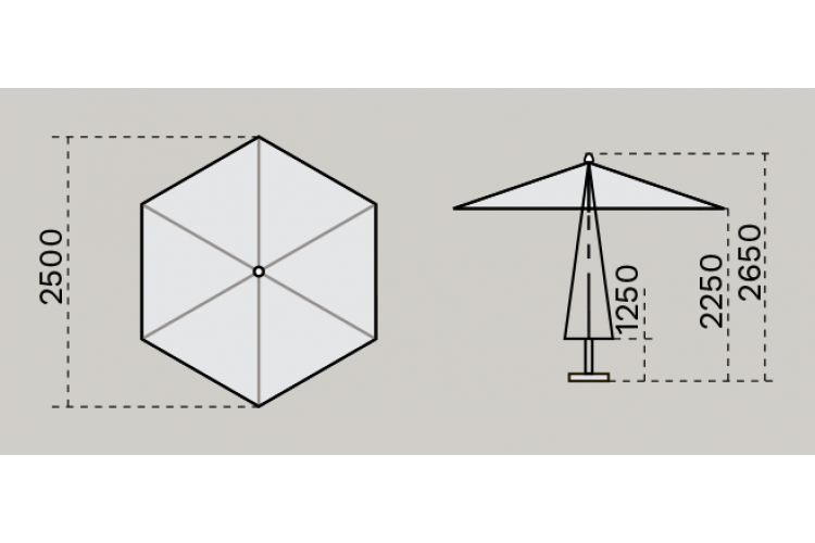 Зонт профессиональный диаметром 2.5 м Palladio Standard Scolaro натуральный, слоновая кость-1