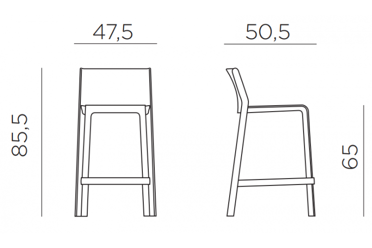 Стул пластиковый полубарный Trill Stool Mini Nardi агава-1