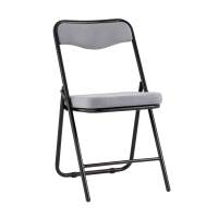 Складной стул Джонни велюр серый каркас черный матовый