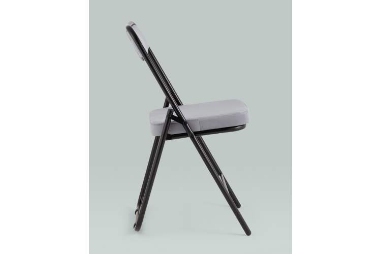 Складной стул Джонни велюр серый каркас черный матовый-3