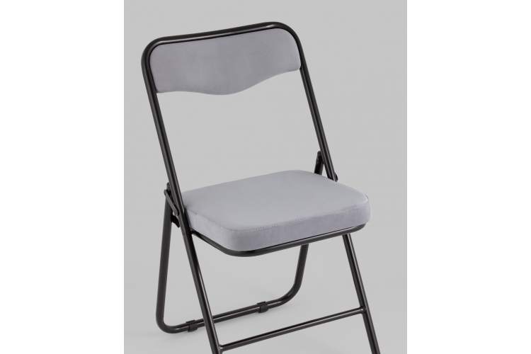 Складной стул Джонни велюр серый каркас черный матовый-7