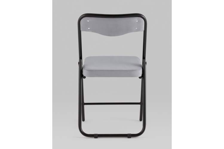 Складной стул Джонни велюр серый каркас черный матовый-4