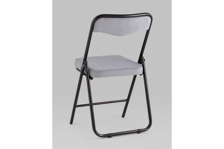 Складной стул Джонни велюр серый каркас черный матовый-5
