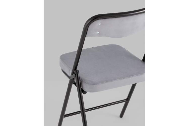 Складной стул Джонни велюр серый каркас черный матовый-6