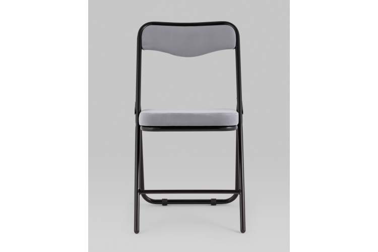 Складной стул Джонни велюр серый каркас черный матовый-2
