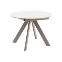Стол круглый Миндель D100 столешница керамика белый глянец, основание металл латте