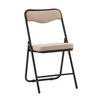 Стул складной Джонни велюр велютто бежевый каркас черный матовый