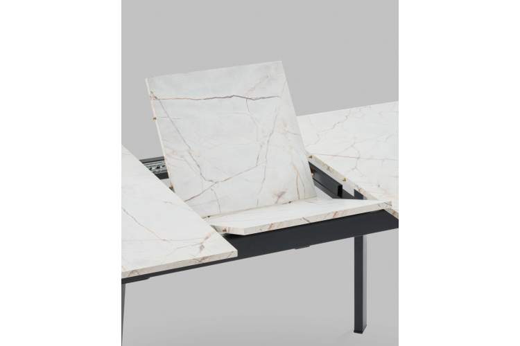 Стол Batu new 120-160/80/76 столешница ЛМДФ азул оникс подстолье металл черный-5