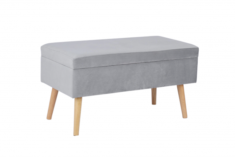 Банкетка Сторми с ящиком, велюр серый-1