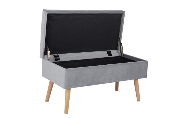 Банкетка Сторми с ящиком, велюр серый-4