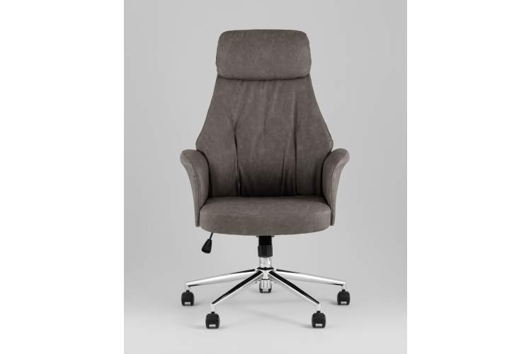 Кресло офисное TopChairs Neoma серый экокожа-2