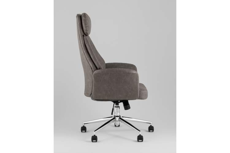 Кресло офисное TopChairs Neoma серый экокожа-3