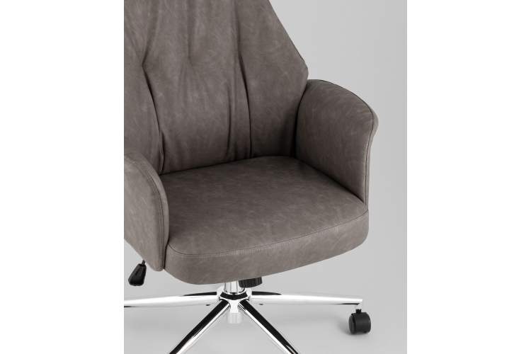 Кресло офисное TopChairs Neoma серый экокожа-7