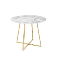 Стол обеденный Дакота 100*100 белый мрамор ножки золото