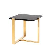 Журнальный столик Тоби 61*61 черный мрамор сталь золото