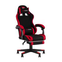 Кресло спортивное TopChairs Prophet с оттоманкой ткань черно-красный