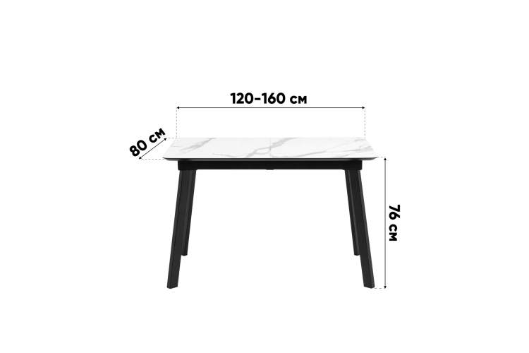 Стол Batu new 120-160/80/76 столешница ЛМДФ ароза светлая подстолье металл черный-9