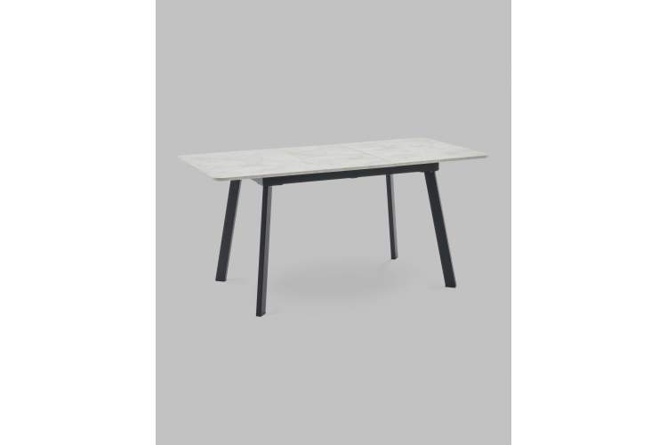 Стол Batu new 120-160/80/76 столешница ЛМДФ ароза светлая подстолье металл черный-2