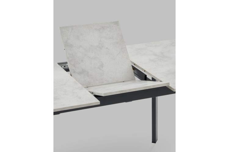 Стол Batu new 120-160/80/76 столешница ЛМДФ ароза светлая подстолье металл черный-6