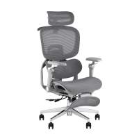 Кресло офисное TopChairs Prodigy с оттоманкой серый