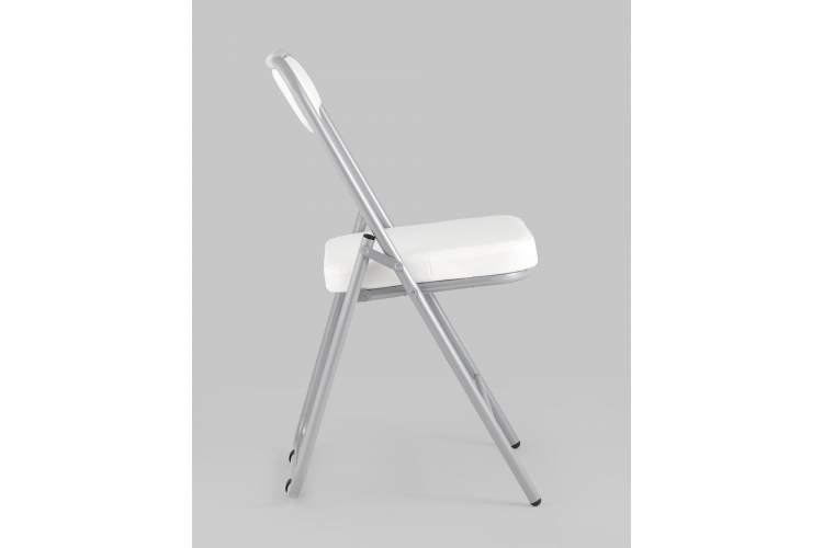 Складной стул Джонни экокожа белый каркас металлик-3