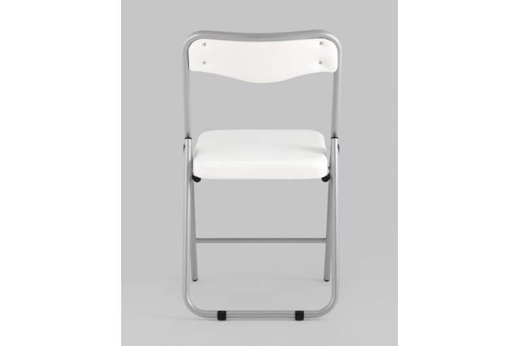Складной стул Джонни экокожа белый каркас металлик-4