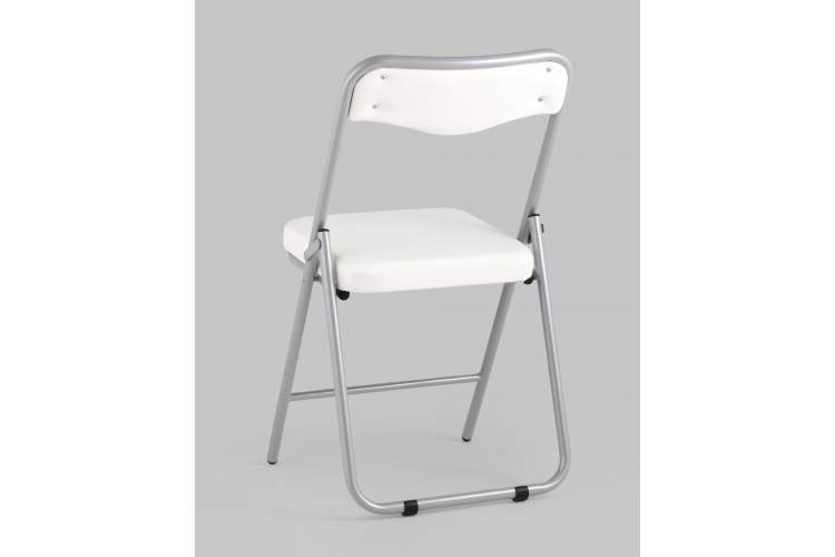 Складной стул Джонни экокожа белый каркас металлик-5