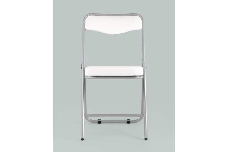 Складной стул Джонни экокожа белый каркас металлик-2