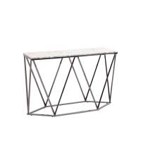 Консоль Авалон 122*41 серый мрамор сталь темный хром