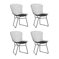 Стул обеденный Bertoia черный с черной подушкой 4 шт Стул обеденный Bertoia черный с черной подушкой 4 шт