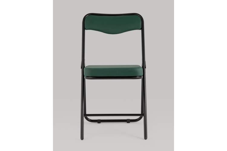 Складной стул Джонни экокожа зелёный каркас черный матовый-2