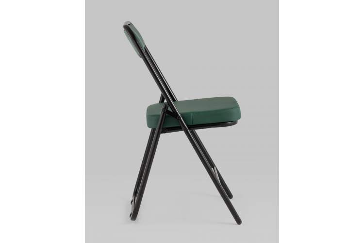 Складной стул Джонни экокожа зелёный каркас черный матовый-3