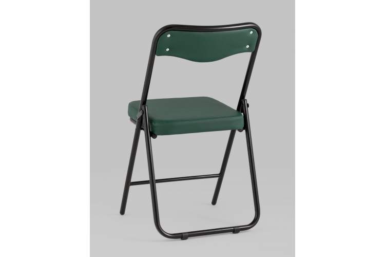Складной стул Джонни экокожа зелёный каркас черный матовый-5