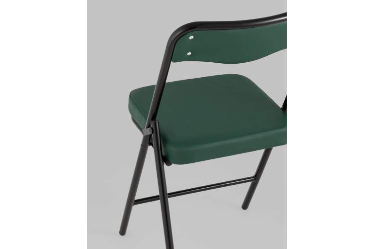 Складной стул Джонни экокожа зелёный каркас черный матовый-6